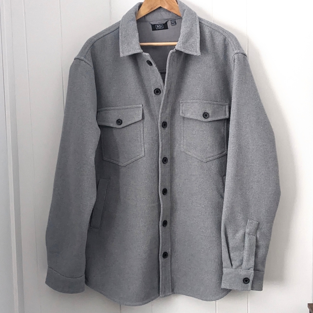 RDI Men's Textured Solid Grey Overshirt